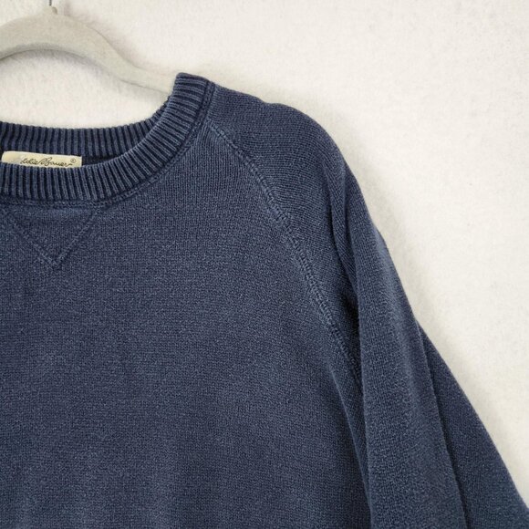 Eddie Bauer Sweater Womens Large Blue Cotton Crew Neck Vintage Knit Pullover - Picture 2 of 11